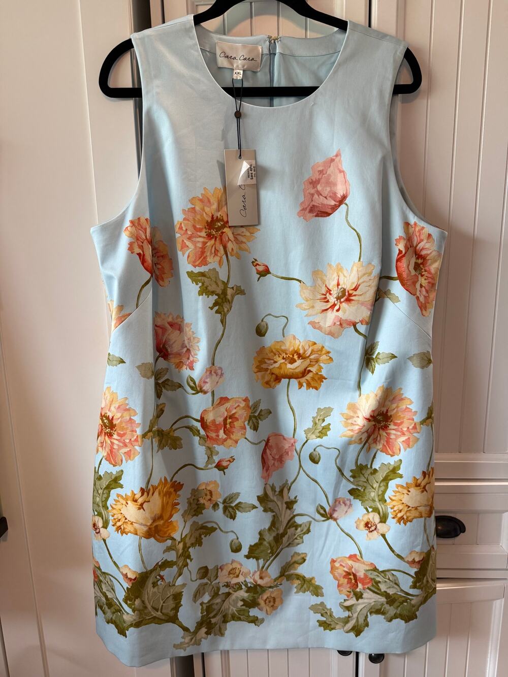 Cara Cara Mackenzie Dress blue floral sleeveless shift dress XXL NWT